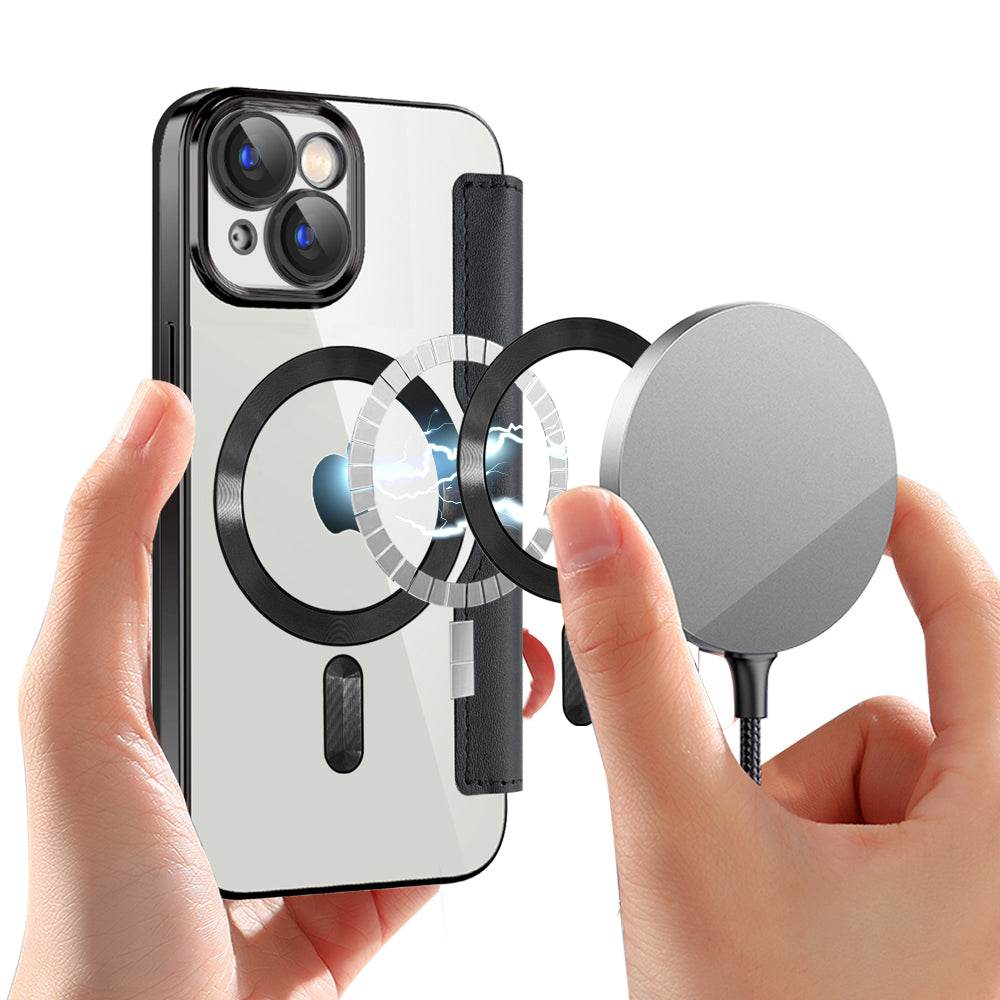 MagSafe-kuori Apple iPhone 15:lle, Techsuit, SmartMag Book, Musta