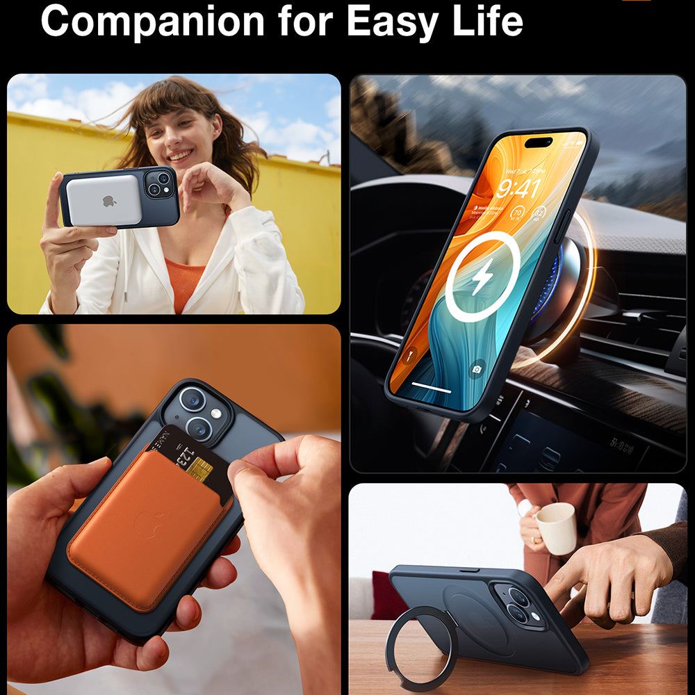 MagSafe Case for Apple iPhone 15, Torras, Ostand, Black