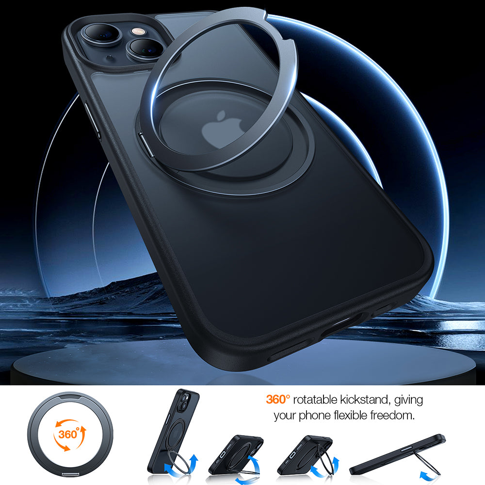 MagSafe-kotelo Apple iPhone 15:lle, Torras, Ostand Pro, Musta