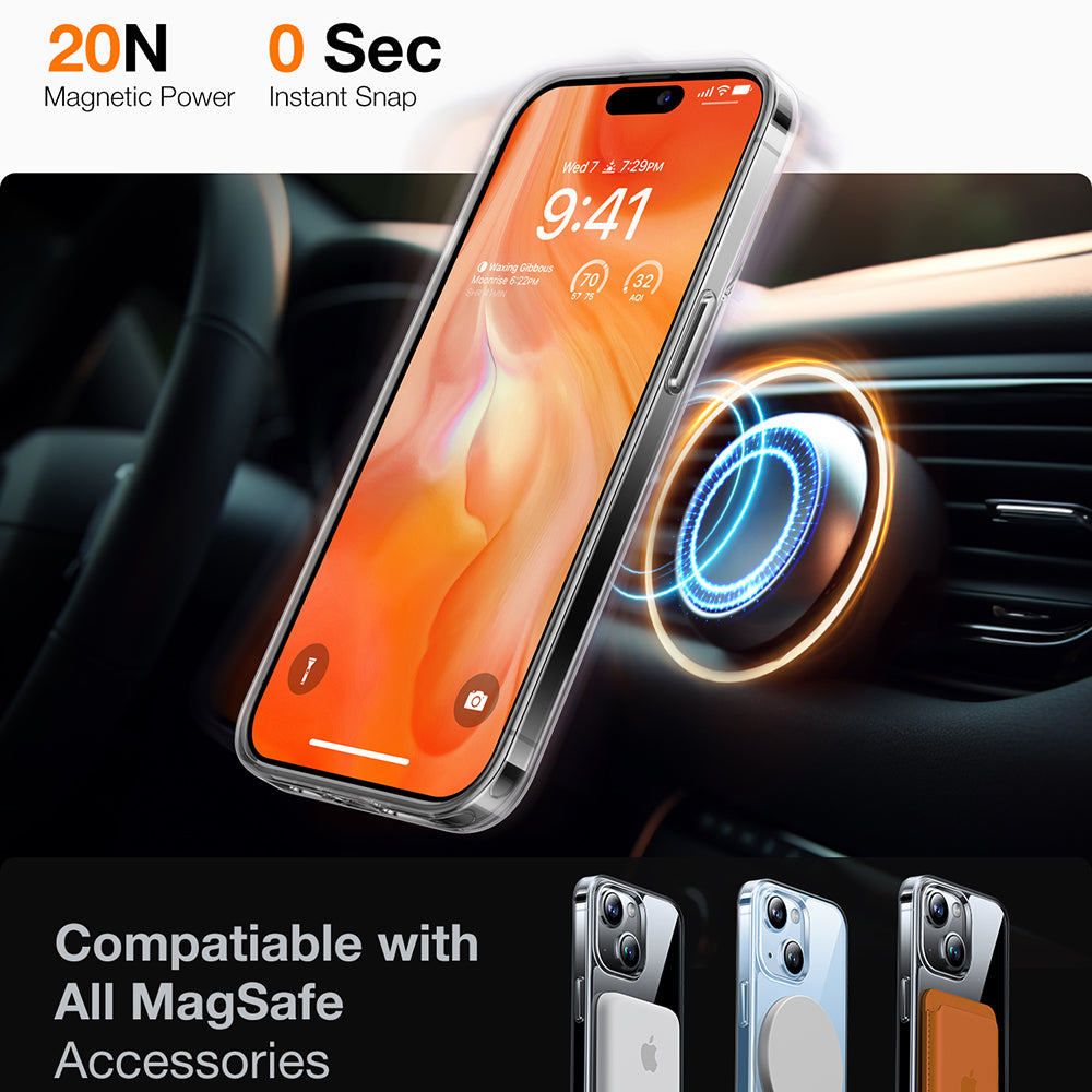 MagSafe-kotelo Apple iPhone 15:lle, Torras, Ostand, Läpinäkyvä