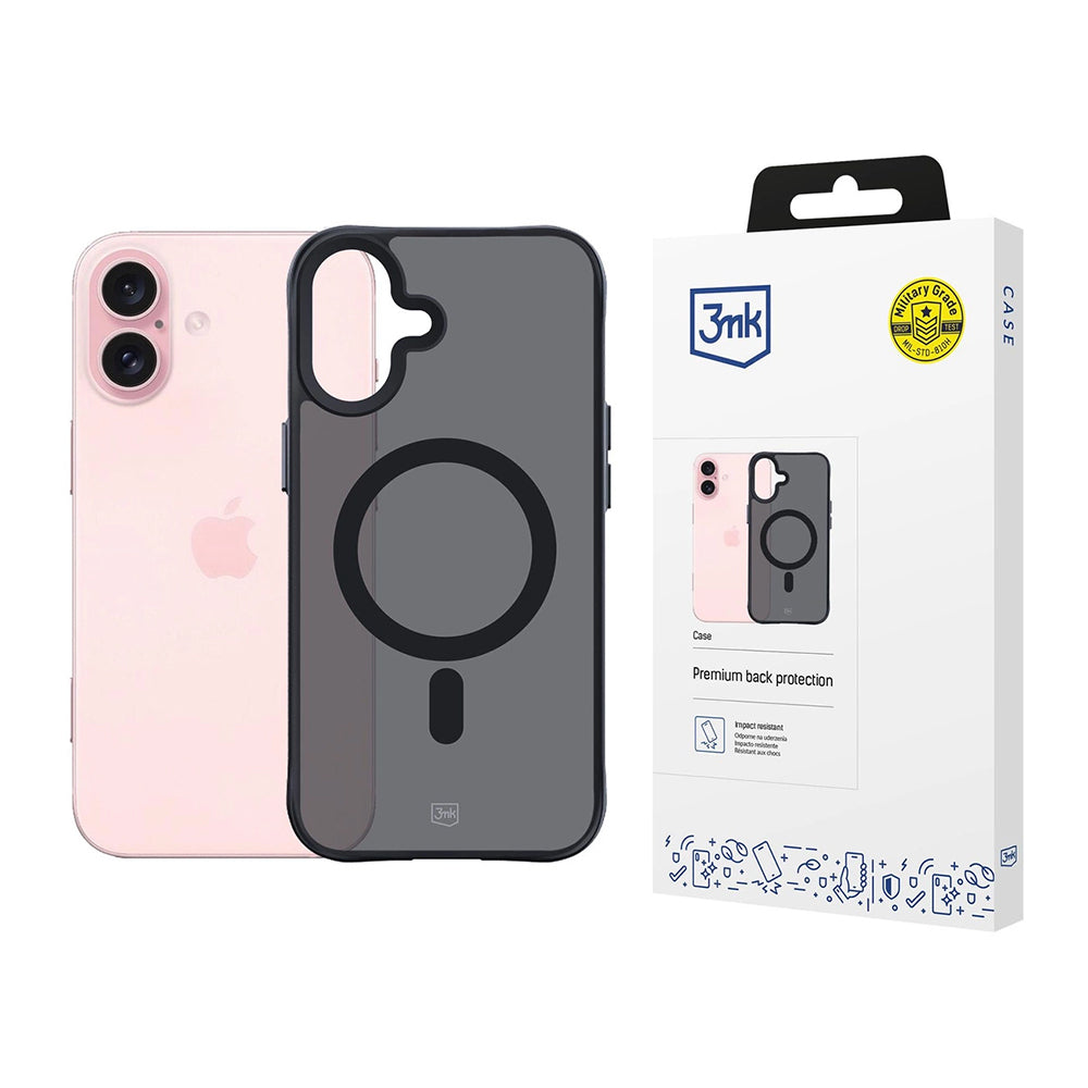 MagSafe Case for Apple iPhone 16, 3MK, Smoke MagCase, Black