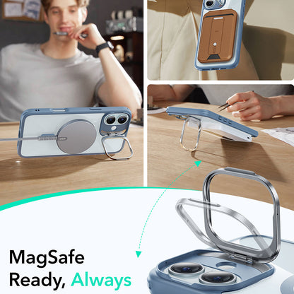 MagSafe-kotelo Apple iPhone 16:lle, ESR, Classic Hybrid Kickstand, Läpinäkyvä Sininen