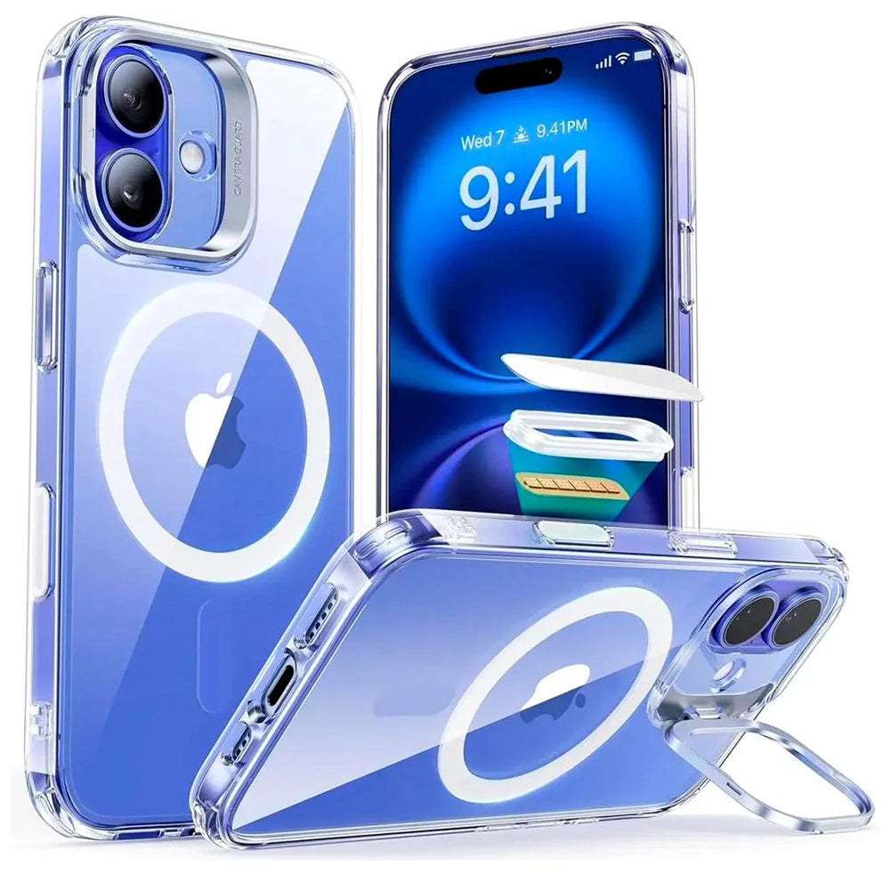 MagSafe-kotelo Apple iPhone 16:lle, ESR, Classic Hybrid Kickstand Slide, Läpinäkyvä