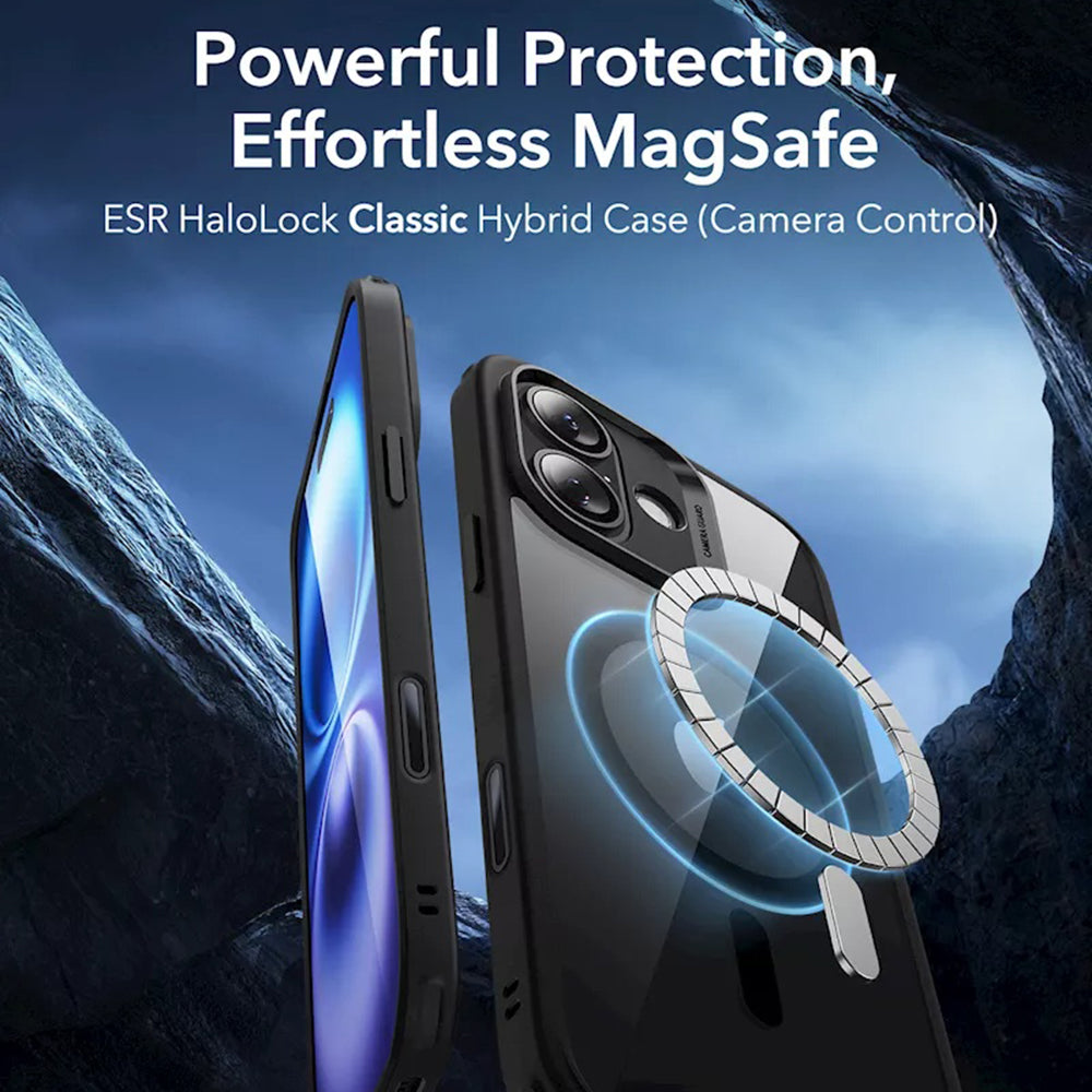MagSafe-kotelo Apple iPhone 16:lle, ESR, Classic Hybrid Slide, Läpinäkyvä Musta