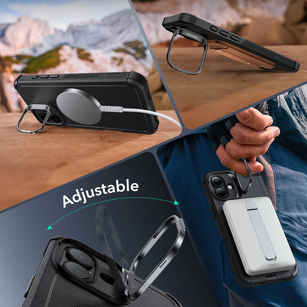 MagSafe-kotelo Apple iPhone 16:lle, ESR, Cyber Armor Kickstand, Musta