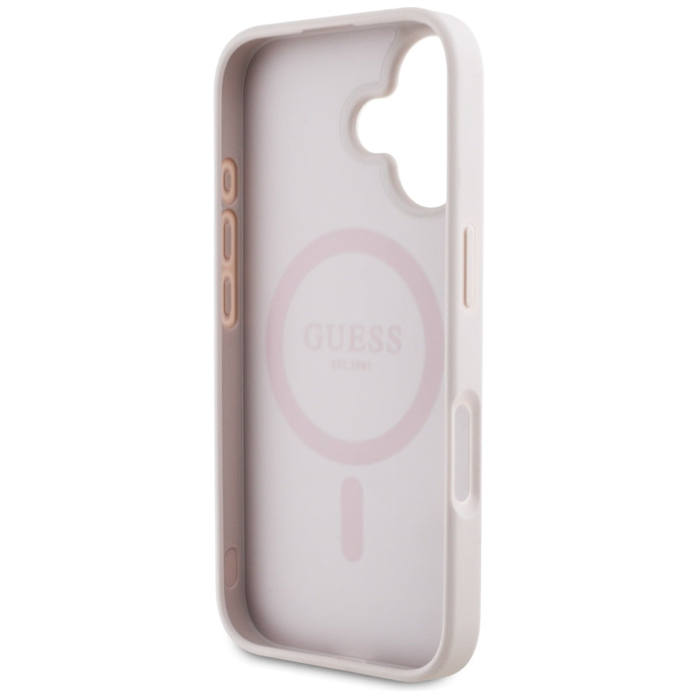 MagSafe-kotelo Apple iPhone 16:lle, Guess, 4G Circle Classic Logo, Pinkki