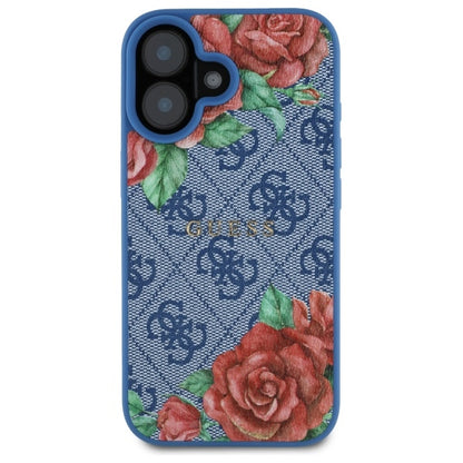MagSafe-kotelo Apple iPhone 16:lle, Guess, 4G Flowers Print, Sininen