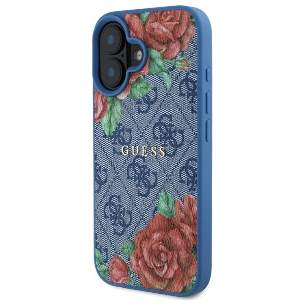 MagSafe-kotelo Apple iPhone 16:lle, Guess, 4G Flowers Print, Sininen