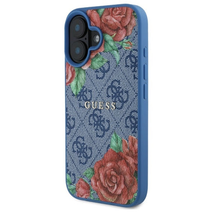 MagSafe-kotelo Apple iPhone 16:lle, Guess, 4G Flowers Print, Sininen