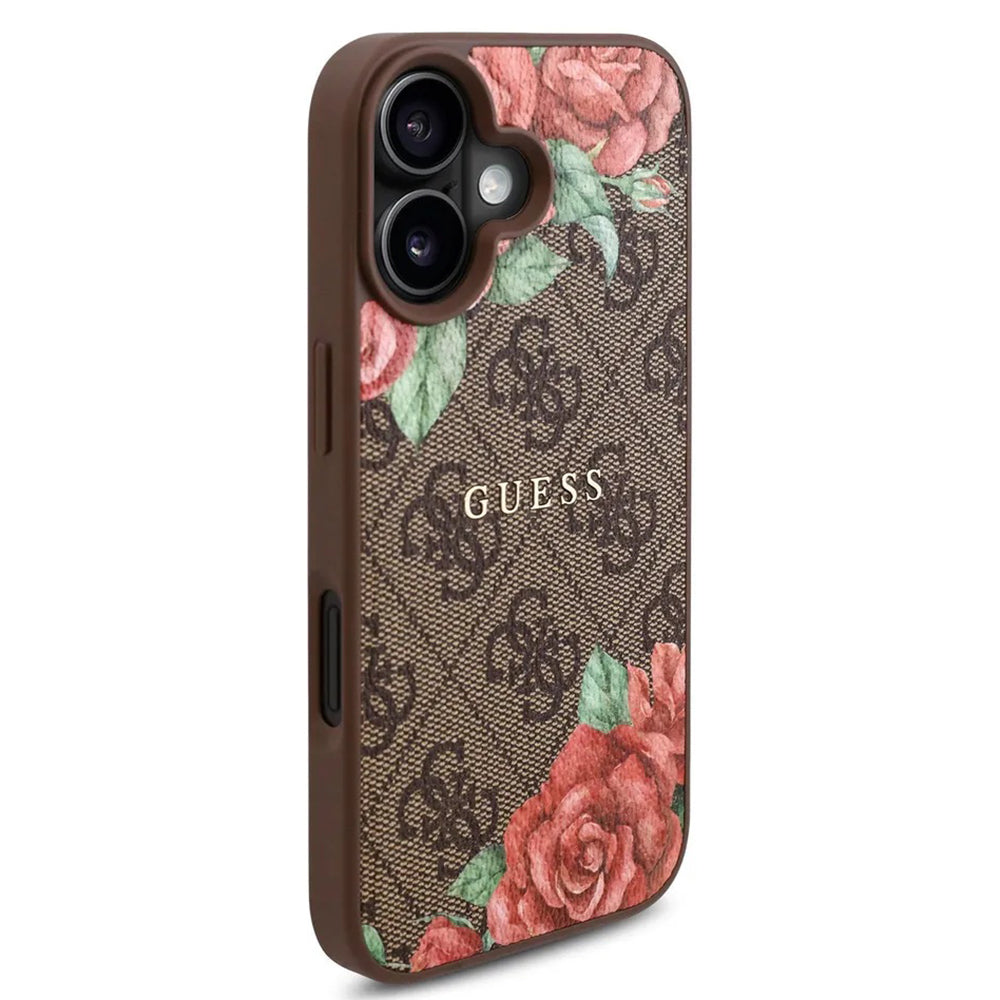 MagSafe-kotelo Apple iPhone 16:lle, Guess, 4G Flowers Print, Ruskea
