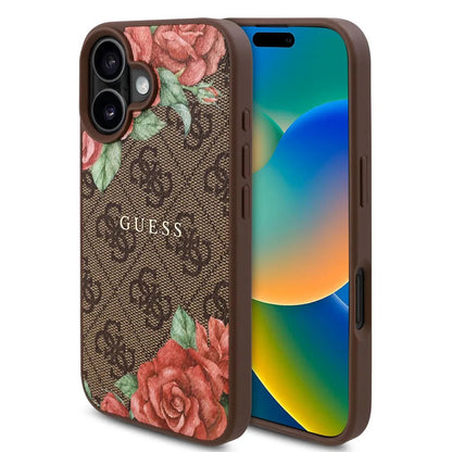 MagSafe-kotelo Apple iPhone 16:lle, Guess, 4G Flowers Print, Ruskea
