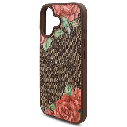 MagSafe-kotelo Apple iPhone 16:lle, Guess, 4G Flowers Print, Ruskea