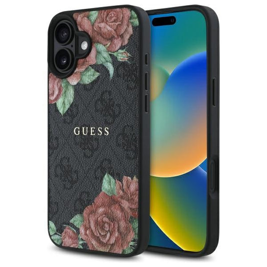 MagSafe-kotelo Apple iPhone 16:lle, Guess, 4G Flowers Print, Musta