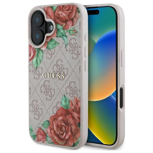 MagSafe-kotelo Apple iPhone 16:lle, Guess, 4G Flowers Print, Pinkki