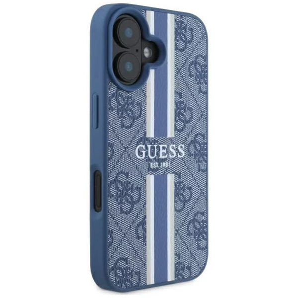 MagSafe-kotelo Apple iPhone 16:lle, Guess, 4G Printed Stripes, Sininen
