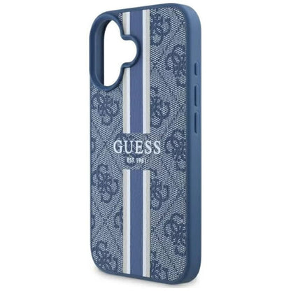 MagSafe-kotelo Apple iPhone 16:lle, Guess, 4G Printed Stripes, Sininen