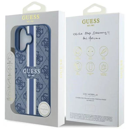MagSafe-kotelo Apple iPhone 16:lle, Guess, 4G Printed Stripes, Sininen