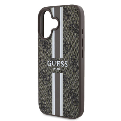 MagSafe-kotelo Apple iPhone 16:lle, Guess, 4G Printed Stripes, Ruskea