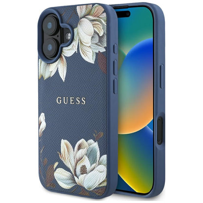 MagSafe-kotelo Apple iPhone 16:lle, Guess, Grained Flowers, Sininen