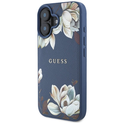 MagSafe-kotelo Apple iPhone 16:lle, Guess, Grained Flowers, Sininen