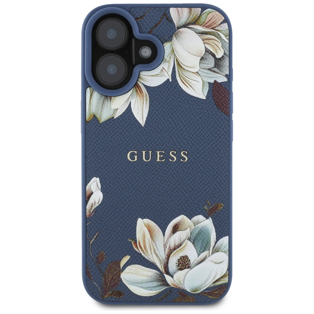 MagSafe-kotelo Apple iPhone 16:lle, Guess, Grained Flowers, Sininen