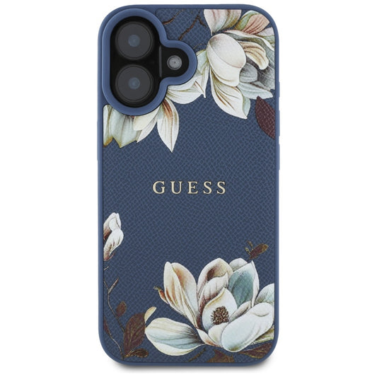 MagSafe-kotelo Apple iPhone 16:lle, Guess, Grained Flowers, Sininen