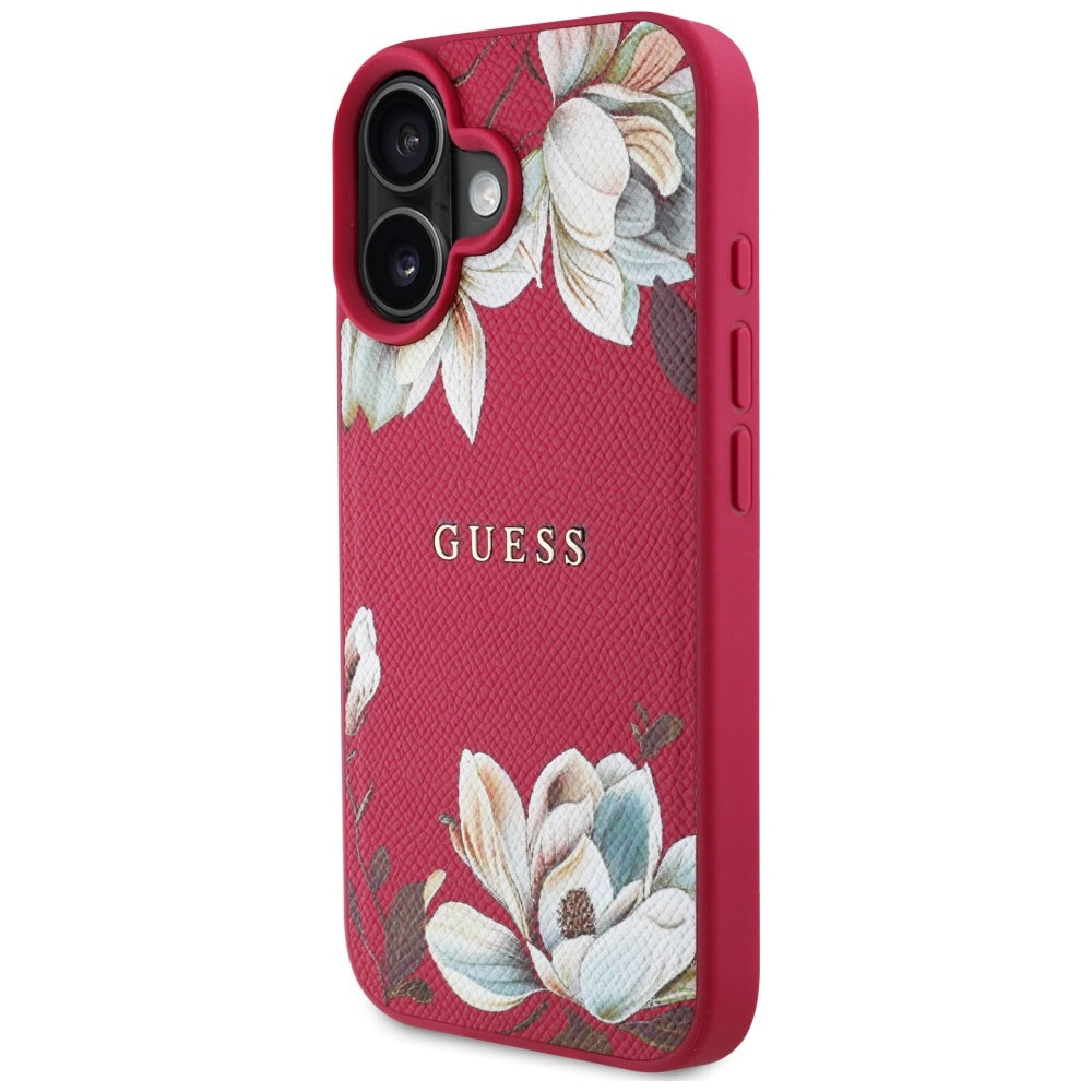 MagSafe-kotelo Apple iPhone 16:lle, Guess, Grained Flowers, Fuksia