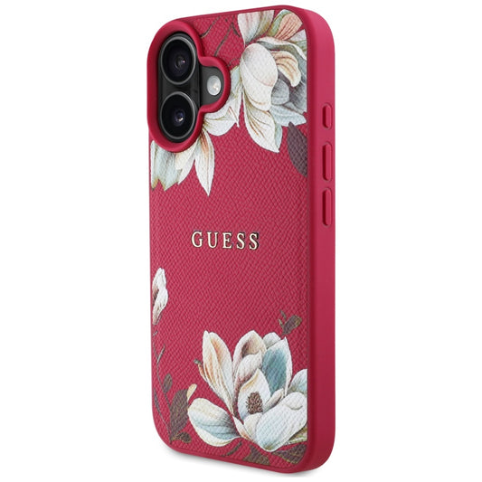 MagSafe-kotelo Apple iPhone 16:lle, Guess, Grained Flowers, Fuksia