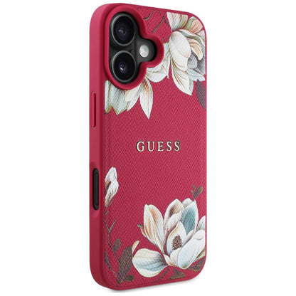 MagSafe-kotelo Apple iPhone 16:lle, Guess, Grained Flowers, Fuksia