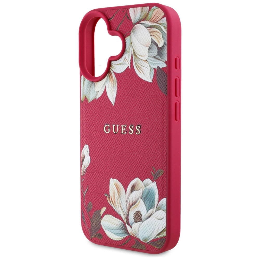 MagSafe-kotelo Apple iPhone 16:lle, Guess, Grained Flowers, Fuksia