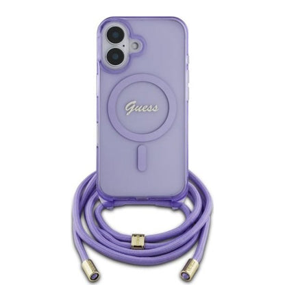 MagSafe-kotelo Apple iPhone 16:lle, Guess, IML Crossbody Cord Script, Violetti