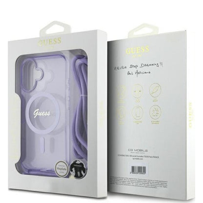 MagSafe-kotelo Apple iPhone 16:lle, Guess, IML Crossbody Cord Script, Pinkki
