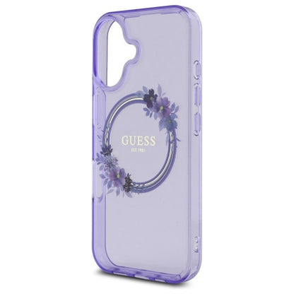 MagSafe-kotelo Apple iPhone 16:lle, Guess, IML Flowers Wreath, Violetti