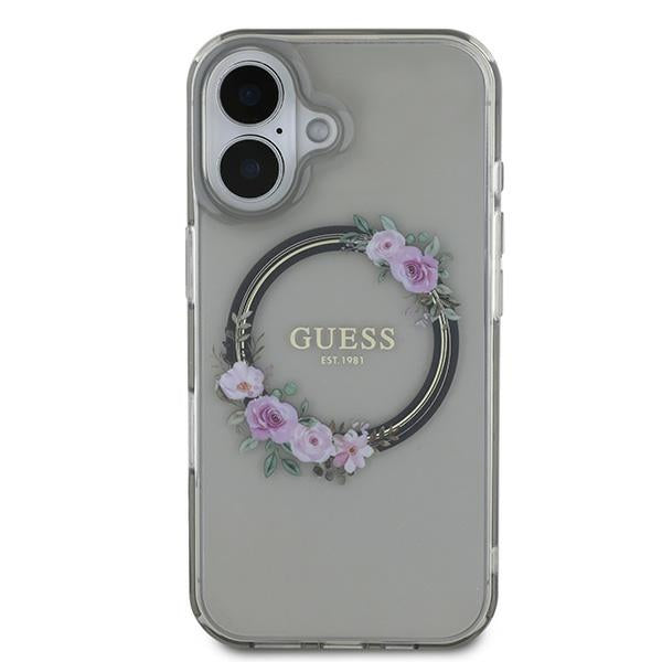 MagSafe-kotelo Apple iPhone 16:lle, Guess, IML Flowers Wreath, Musta