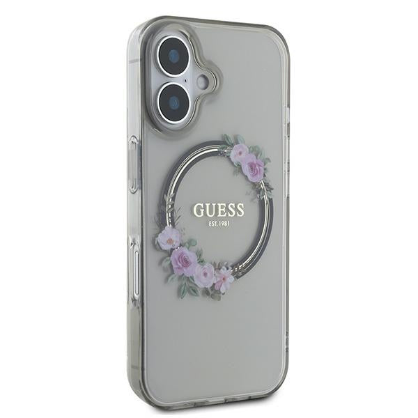 MagSafe-kotelo Apple iPhone 16:lle, Guess, IML Flowers Wreath, Musta