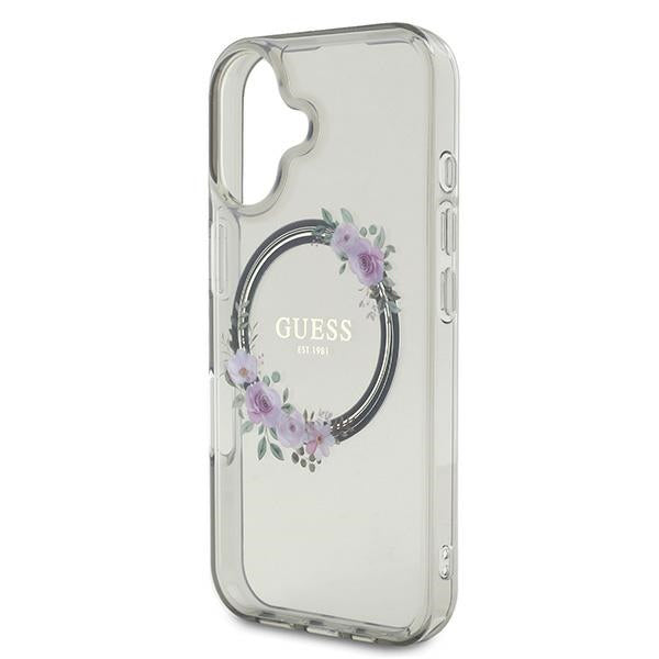 MagSafe-kotelo Apple iPhone 16:lle, Guess, IML Flowers Wreath, Musta