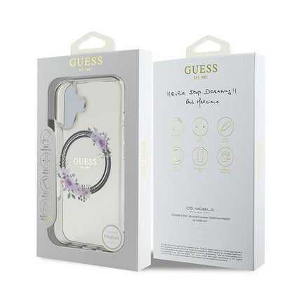 MagSafe-kotelo Apple iPhone 16:lle, Guess, IML Flowers Wreath, Musta