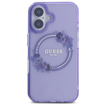 MagSafe-kotelo Apple iPhone 16:lle, Guess, IML Flowers Wreath, Pinkki