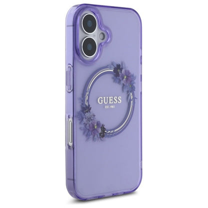 MagSafe-kotelo Apple iPhone 16:lle, Guess, IML Flowers Wreath, Pinkki