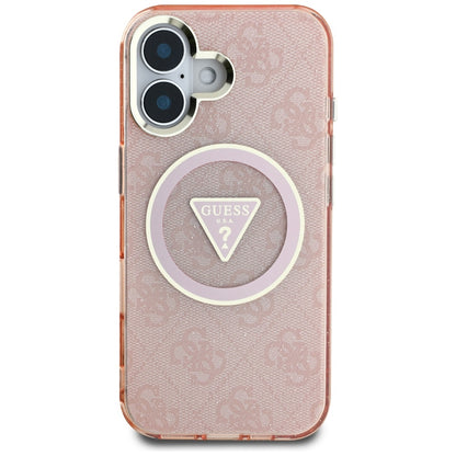 MagSafe-kotelo Apple iPhone 16:lle, Guess, IML Glitter 4G Circle Triangle, Pinkki
