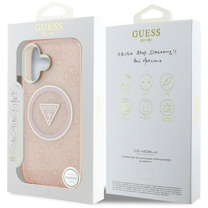 MagSafe-kotelo Apple iPhone 16:lle, Guess, IML Glitter 4G Circle Triangle, Pinkki