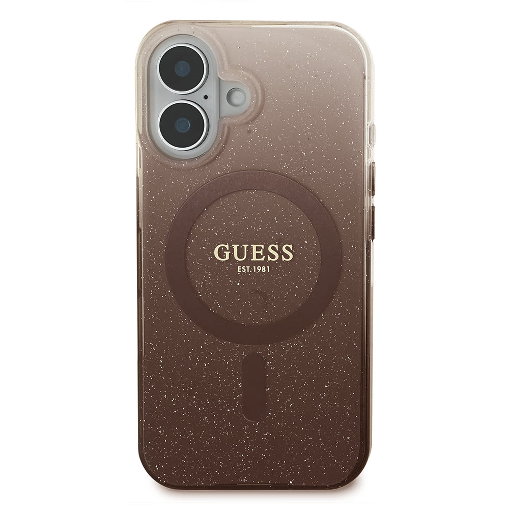 MagSafe-kotelo Apple iPhone 16:lle, Guess, IML Glitter Gradient, Ruskea