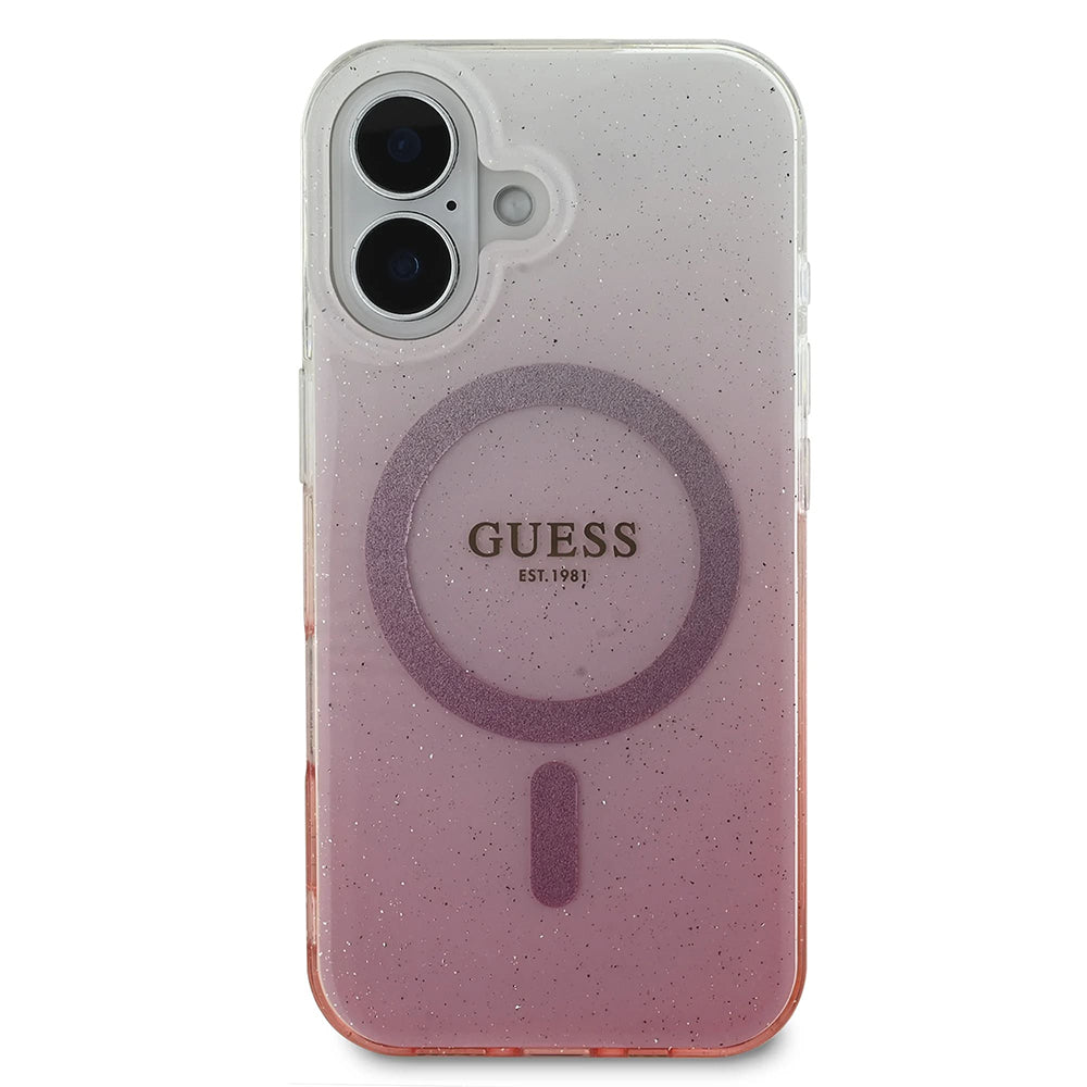 MagSafe-kotelo Apple iPhone 16:lle, Guess, IML Glitter Gradient, Pinkki