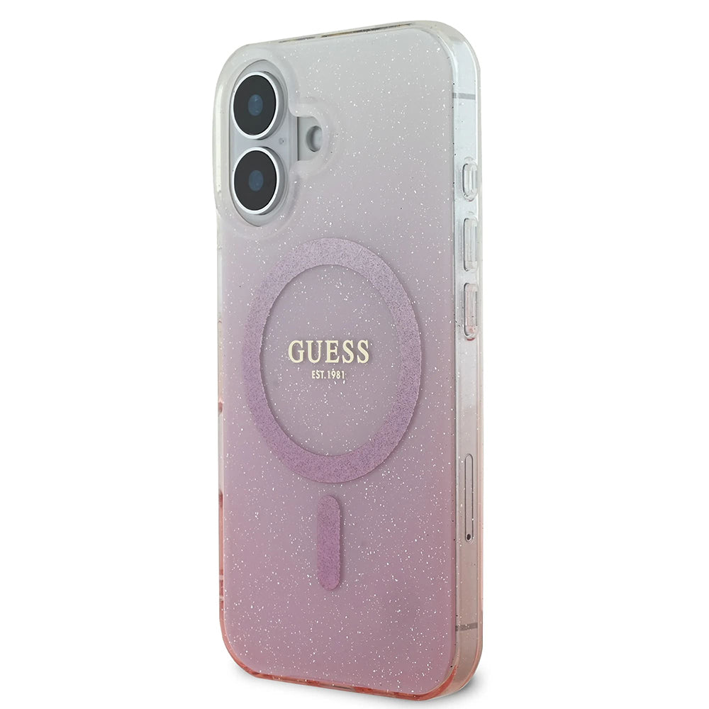 MagSafe-kotelo Apple iPhone 16:lle, Guess, IML Glitter Gradient, Pinkki