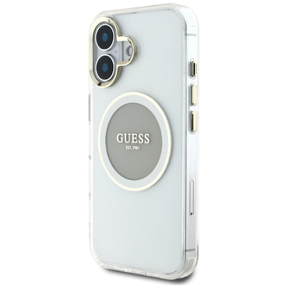 MagSafe-kotelo Apple iPhone 16:lle, Guess, IML Metal Colored Circle, Harmaa
