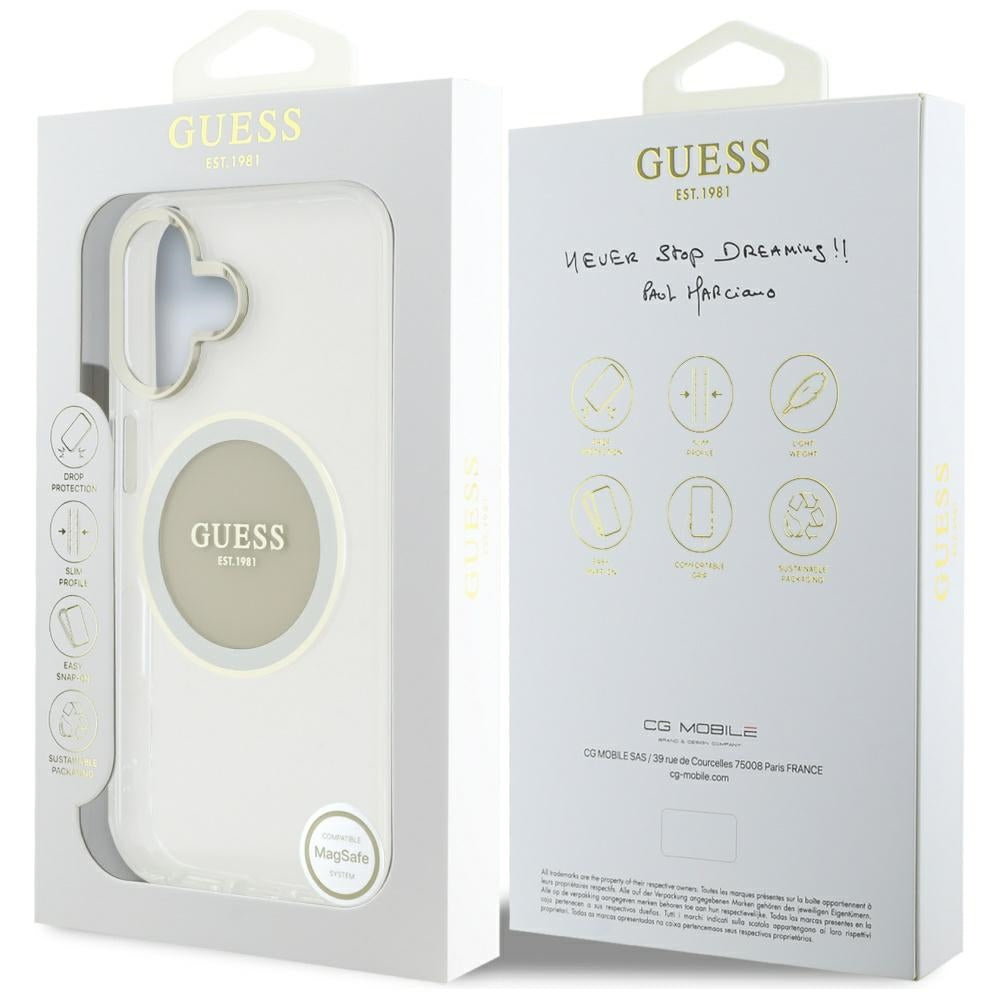 MagSafe-kotelo Apple iPhone 16:lle, Guess, IML Metal Colored Circle, Harmaa