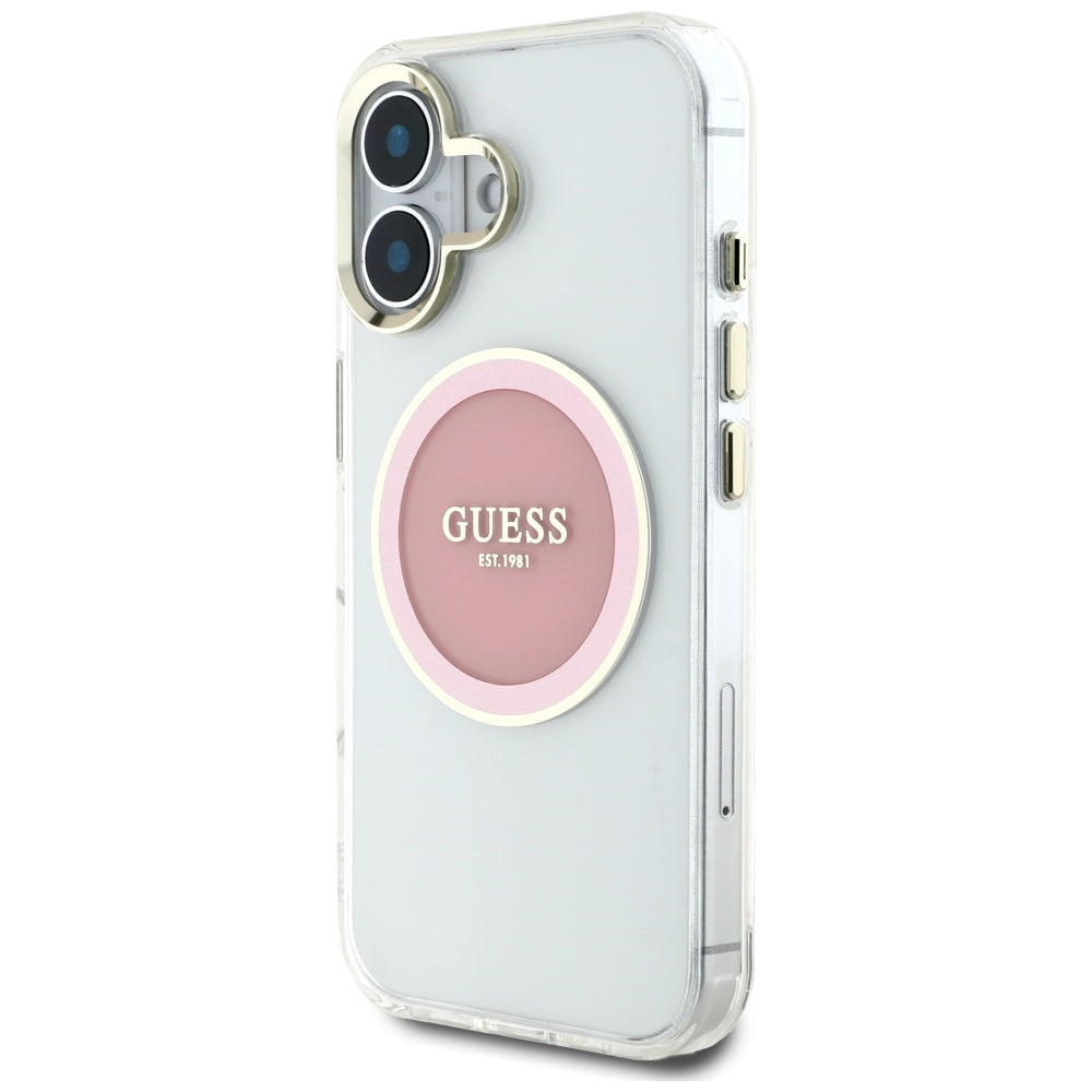 MagSafe-kotelo Apple iPhone 16:lle, Guess, IML Metal Colored Circle, Pinkki