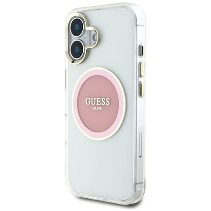 MagSafe-kotelo Apple iPhone 16:lle, Guess, IML Metal Colored Circle, Pinkki