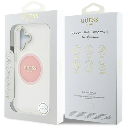 MagSafe-kotelo Apple iPhone 16:lle, Guess, IML Metal Colored Circle, Pinkki