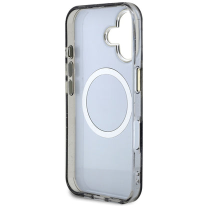 MagSafe-kotelo Apple iPhone 16:lle, Guess, IML Metal Glitter Flowers Triangle, Musta